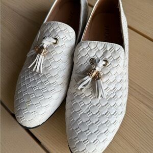 White Textured Men's Loafers